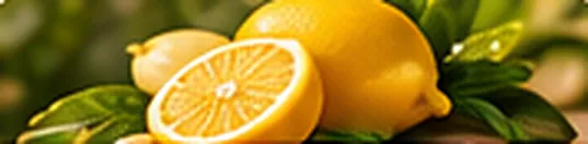 Yeşil yapraklar üzerinde bütün ve dilimlenmiş taze limonlar — narenciye koku ailesi
