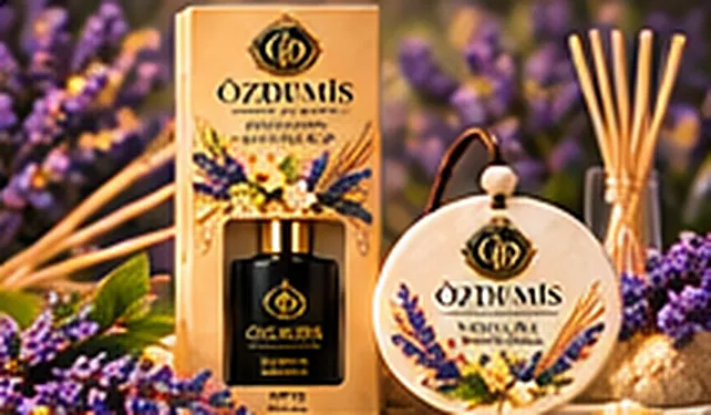 Özdemis Patchouly Lavender Reed oto kokusu kutusu ve koku madalyonu, lavanta demetleri ve bambu çubuklarla